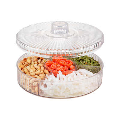 Khay mứt tròn 4 ngăn HOKORI 5635-1 - Trong suôt, đựng bánh kẹo Tết