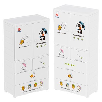 Tủ Yumi 4, 5 tầng nhựa VIỆT NHẬT 3888 - 2 cửa cánh to, ngăn kéo, khóa - Treo quần áo bé