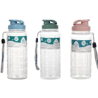 Bình nước caro 550ml nhựa VIỆT NHẬT 0097 - Trong suốt, thể thao, cho bé đi học