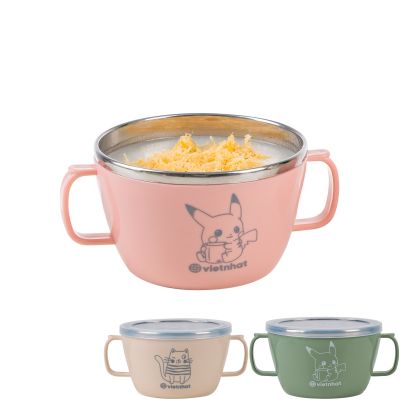 Ca cách nhiệt inox 500ml nhựa VIỆT NHẬT 6019 - Có quai cầm, giữ nhiệt nóng lạnh - Đựng đồ ăn cho bé