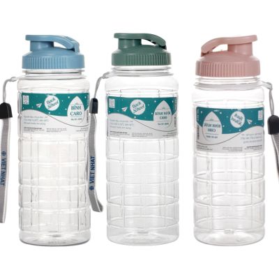 Bình nước caro 900ml nhựa VIỆT NHẬT 0099 - Trong suốt, thể thao, cho bé đi học