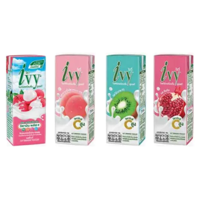 Lốc 4 hộp Sữa chua uống IVY 180ml Thái Lan - Tiệt trùng, nhiều vị nước ép trái cây