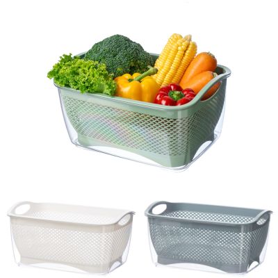 Bộ thau rổ chữ nhật bé HOKORI 2381 - Trong suốt, đựng đồ, rửa rau, decor bàn ăn