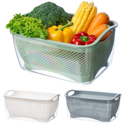 Bộ thau rổ chữ nhật đại HOKORI 2383 - Trong suốt, đựng đồ, rửa rau, decor bàn ăn
