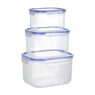 Bộ 3 hộp thực phẩm chữ nhật nhựa VIỆT NHẬT 6532 - Có nắp, trong suốt