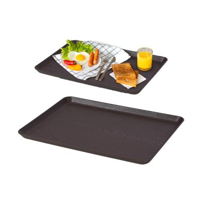 Khay chữ nhật vân gỗ Hàn Quốc nhựa VIỆT NHẬT 5709+5710 - Đựng đồ ăn, phục vụ hàng quán