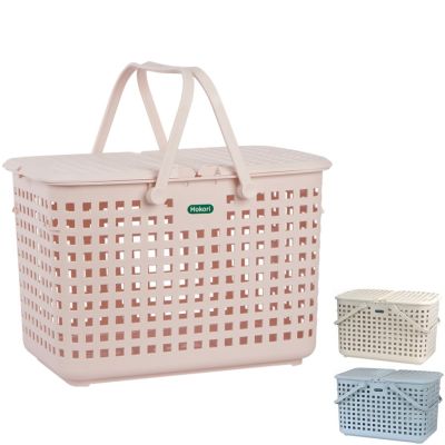 Giỏ đi sinh caro HOKORI 2608 - Làn có nắp, quai xách, đựng đồ, quần áo mẹ bé