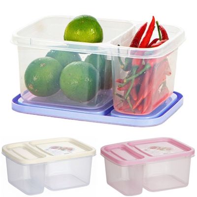 Hộp thực phẩm 2 ngăn nhựa VIỆT NHẬT 6846 - Trong suốt, có nắp, đựng đồ ăn để tủ lạnh 
