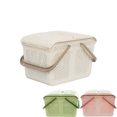 Giỏ đi sinh đan mây bé nhựa VIỆT NHẬT 2604 - Làn có nắp, đựng đồ, quần áo mẹ bé