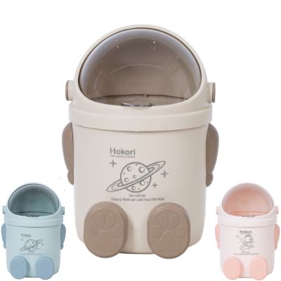 Thùng rác robot mini 3L HOKORI 5268 - Nắp trong suốt, để bàn, phòng ngủ, xe ô tô