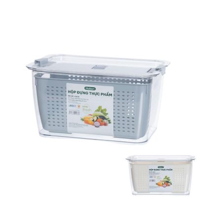 Bộ hộp rổ đựng thực phẩm đại HOKORI 6605 - Trong suốt, đựng đồ ăn tủ lạnh