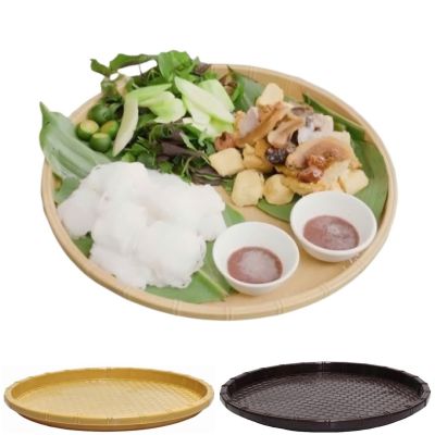 Khay tròn mây 4T2 nhựa VIỆT NHẬT 5728 - Mẹt giả mây tre, đựng đồ ăn, bún đậu, trái cây decor