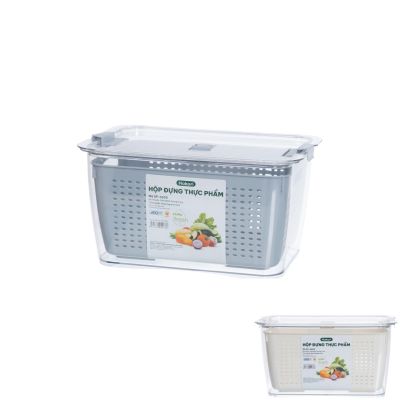 Bộ hộp rổ đựng thực phẩm to HOKORI 6589 - Trong suốt, đựng đồ ăn tủ lạnh