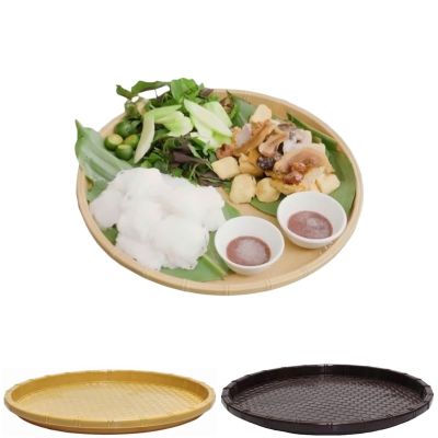Khay tròn mây 2T8 nhựa VIỆT NHẬT 5726 - Mẹt giả mây tre, đựng đồ ăn, bún đậu, trái cây decor