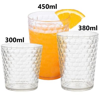 Ly cốc tổ ong 300, 380, 450ml HOKORI 6385+6383+6386 - Trong suốt, cứng, uống nước