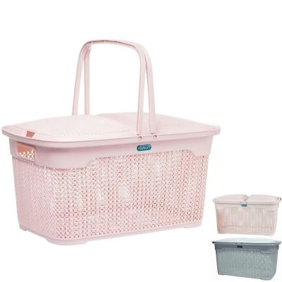 Giỏ đi sinh chấm bi HOKORI 2609 - Làn có nắp, đựng đồ, quần áo mẹ bé