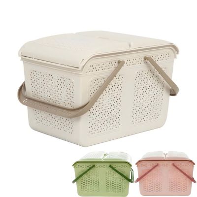 Giỏ đi sinh đan mây to nhựa VIỆT NHẬT 2606 - Làn có nắp, quai xách, đựng đồ, quần áo mẹ bé