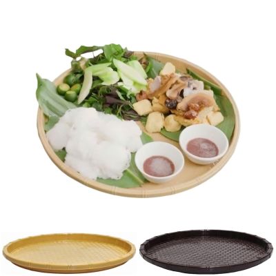 Khay tròn mây 3T4 nhựa VIỆT NHẬT 5727 - Mẹt giả mây tre, đựng đồ ăn, bún đậu, trái cây decor