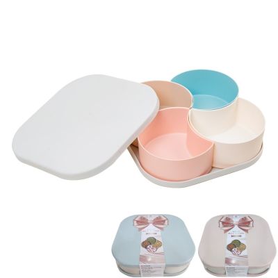 Khay mứt vuông 4 ngăn nhựa VIỆT NHẬT 5636 - Đựng bánh kẹo Tết, trang trí decor