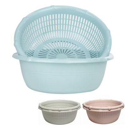 Bộ thau rổ tròn đốt trúc 38cm HOKORI 2328-1 - Rửa rau, trộn thực phẩm
