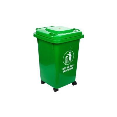 Thùng rác công nghiệp 40L nhựa VIỆT NHẬT 5342 - Có nắp, bánh xe