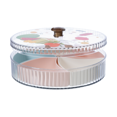 Khay mứt tròn 5 ngăn HOKORI 5637-1 - Trong suốt - Đựng bánh kẹo Tết