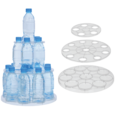 Bộ khay xếp tháp nước tròn 3 tầng nhựa VIỆT NHẬT 5730 - Trong suốt, bày nước cúng bàn thờ