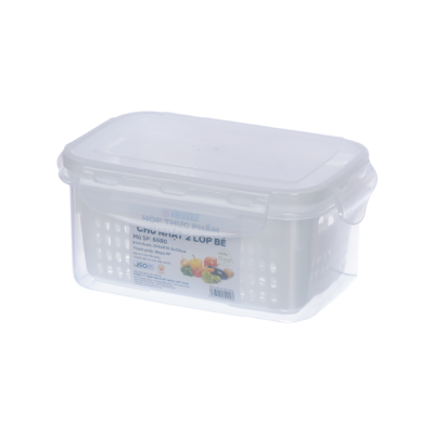 Bộ hộp rổ thực phẩm trung nhựa Việt Nhật 6581 - Trong suốt, có nắp, đựng đồ ăn để tủ lạnh