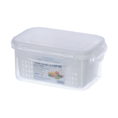 Bộ hộp rổ thực phẩm đại nhựa Việt Nhật 6581 - Trong suốt, có nắp, đựng đồ ăn để tủ lạnh
