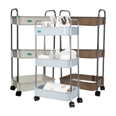 Kệ chữ nhật inox 3 tầng HOKORI 5591-3 - Bánh xe, đựng mỹ phẩm, đồ nhà bếp