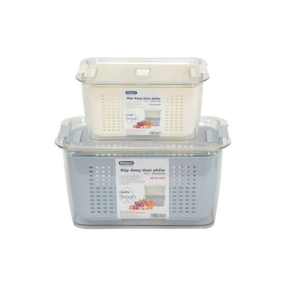 Bộ 2 hộp rổ đựng thực phẩm HOKORI 6588+6599 - Trong suốt, đựng đồ ăn tủ lạnh