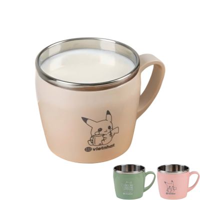 Ly cách nhiệt inox 200ml nhựa VIỆT NHẬT 6351 - Có quai cầm, giữ nhiệt nóng lạnh